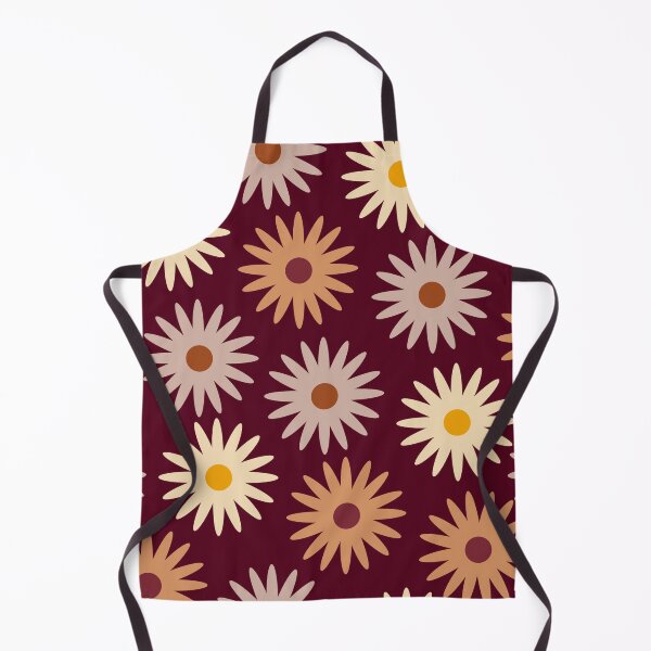 Item preview, Retro Floral Daisies in Warm Earth Tone Burgundy designed and sold by MiaBellaGirl.