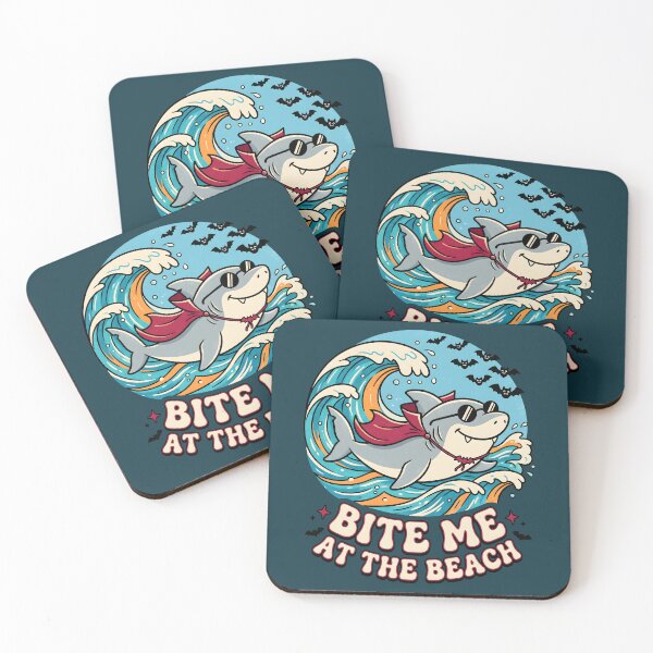Item preview, "Bite Me at the Beach" Vampire Shark − Halloween Surfing Design designed and sold by Sea Gem.