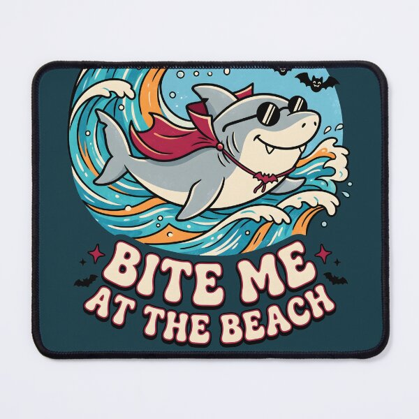 Item preview, "Bite Me at the Beach" Vampire Shark − Halloween Surfing Design designed and sold by Sea Gem.