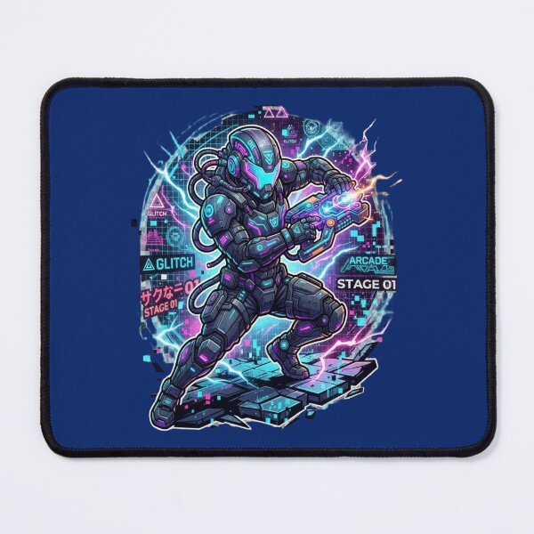 Item preview, Futuristic Neon Glitch Warrior designed and sold by PrintBreeze.