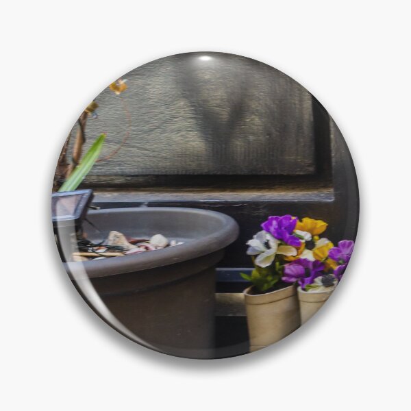 Item preview, Repurposed Rain Boots Used As Planters With Purple Flowers Beside Large Pot On Urban Doorstep designed and sold by Nmallia.