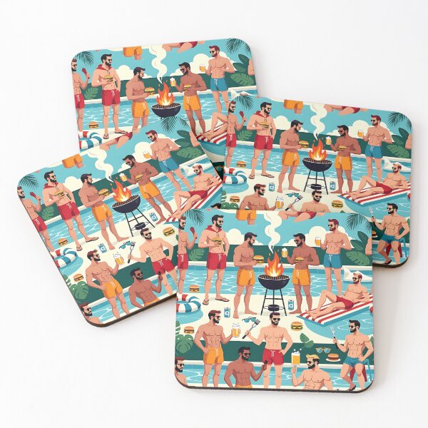 Item preview, Summer Pool Party – Muscle Men, Burgers & BBQ designed and sold by ZhivanCrimson.