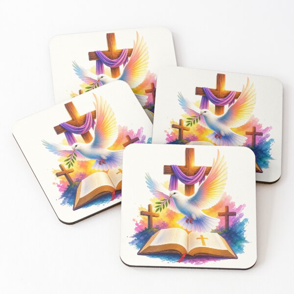 Item preview, Dove of Faith Three Crosses & Bible Christian Watercolor Design designed and sold by Rosie's Wildflower Boutique.