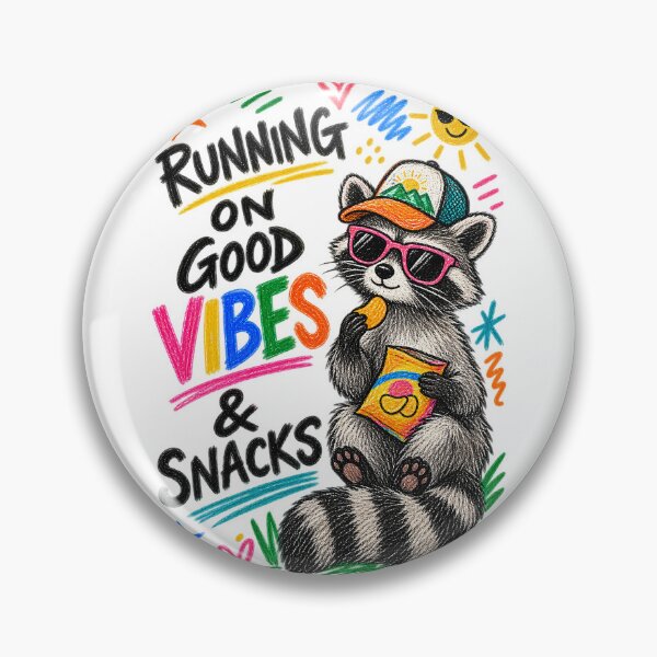 Item preview, Running on Vibes and Snacks Racoon designed and sold by Silvered-Wings.