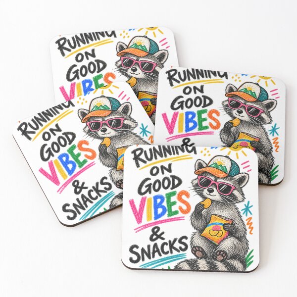 Item preview, Running on Vibes and Snacks Racoon designed and sold by Silvered-Wings.