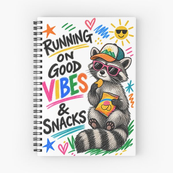 Item preview, Running on Vibes and Snacks Racoon designed and sold by Silvered-Wings.