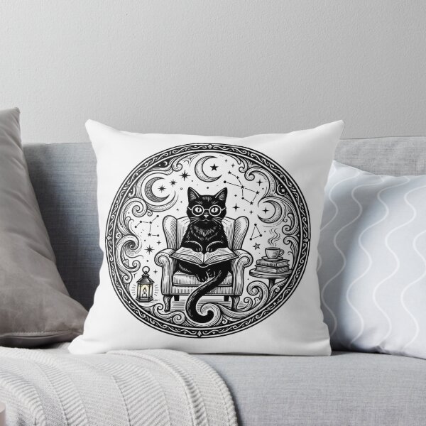 Item preview, Black Cat with Glasses Reading — Cute Book Lover Cat designed and sold by digital.stickerperso.com.