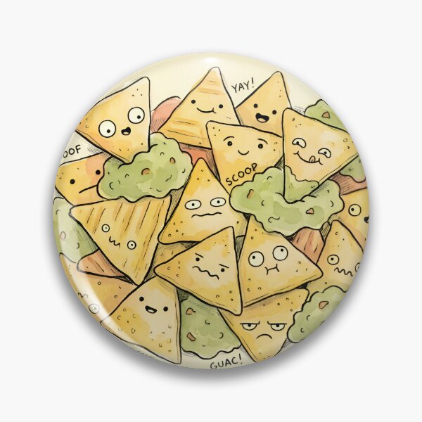 Item preview, Cute Nacho Chips and Guacamole Kawaii Food Illustration designed and sold by DuckOddity.