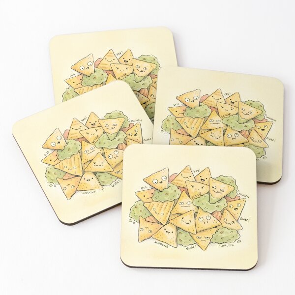 Item preview, Cute Nacho Chips and Guacamole Kawaii Food Illustration designed and sold by DuckOddity.