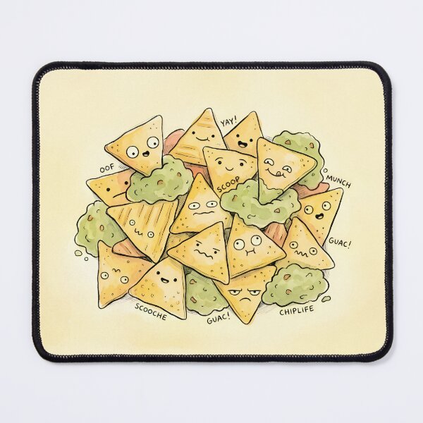 Item preview, Cute Nacho Chips and Guacamole Kawaii Food Illustration designed and sold by DuckOddity.