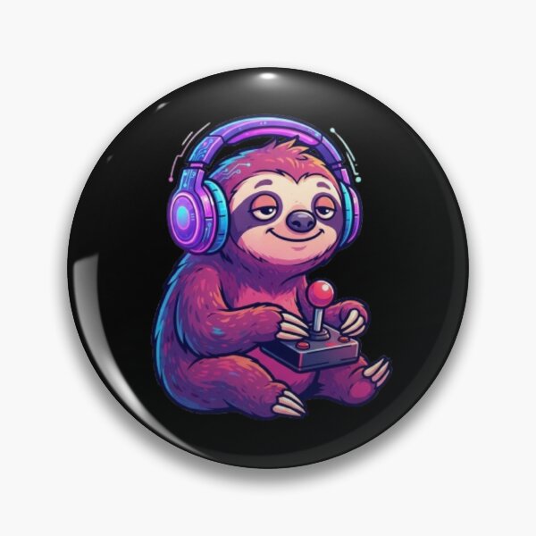 Item preview, Gaming Sloth Cute Gamer Headset Retro Art designed and sold by DailySparks.