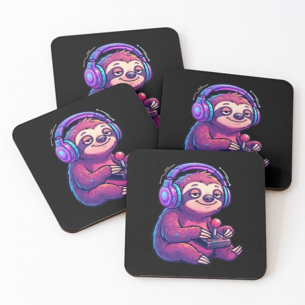 Item preview, Gaming Sloth Cute Gamer Headset Retro Art designed and sold by DailySparks.