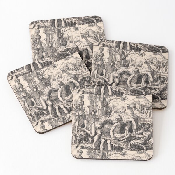 Item preview, Muscular Nude Warriors Renaissance Engraving designed and sold by artofuniverse.