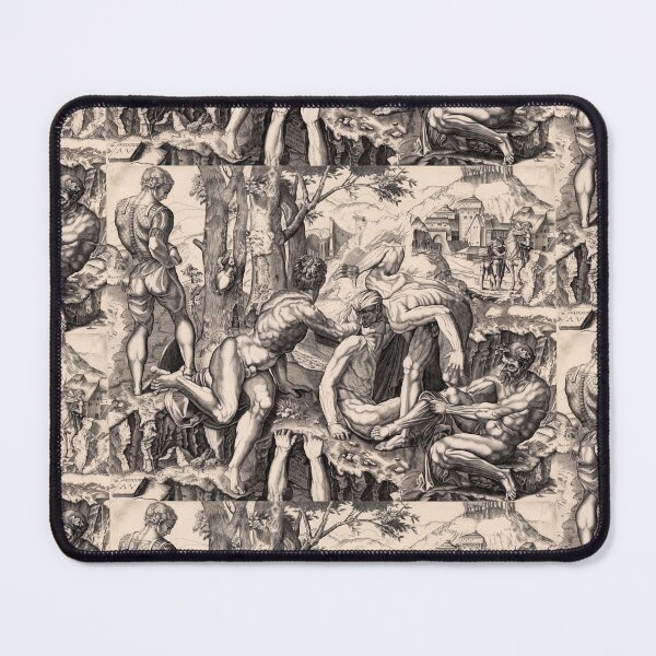Item preview, Muscular Nude Warriors Renaissance Engraving designed and sold by artofuniverse.