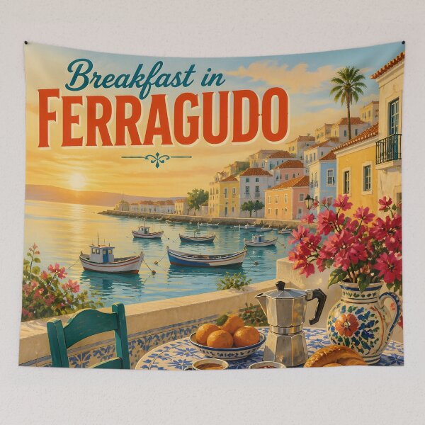 Item preview, Ferragudo Portugal at Breakfast - Scenic Travel Destinations designed and sold by LSVart.