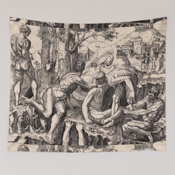 Item preview, Muscular Nude Warriors Renaissance Engraving designed and sold by artofuniverse.