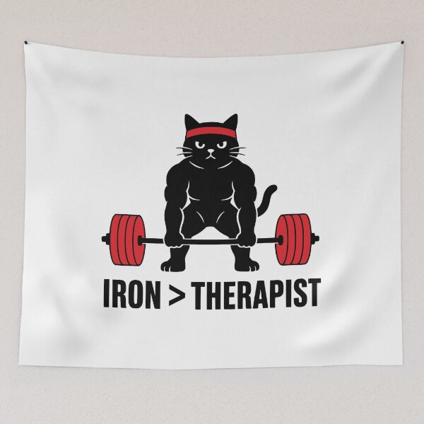 Item preview, Iron Therapy Cat - Funny Gym Weightlifting Kitty Barbell designed and sold by Simon-art-land.