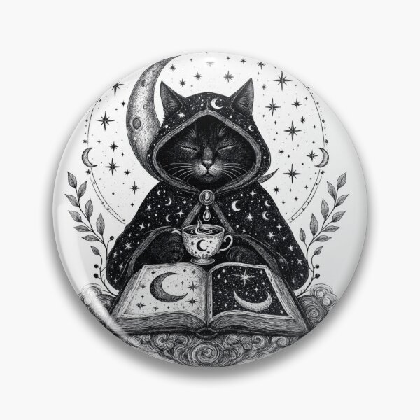 Item preview, Black Cat with Tea and Open Novel — Cozy Reading Cat designed and sold by digital.stickerperso.com.