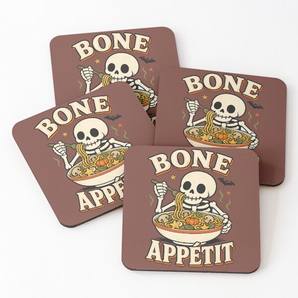 Item preview, Bone Appétit Skeleton Spooky Noodles Mushroom Pumpkin Halloween T-Shirt designed and sold by  MAD's Recreation Studio.