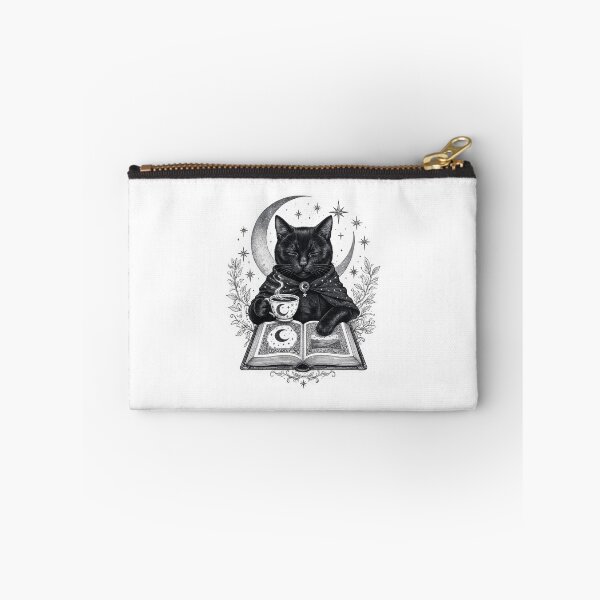 Item preview, Black Cat with Tea and Open Novel — Cozy Reading Cat designed and sold by digital.stickerperso.com.