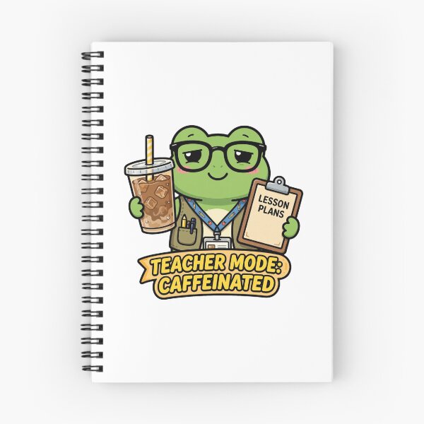 Item preview, Teacher Mode Caffeinated - Funny Frog Teacher Iced Coffee Lesson Plans designed and sold by FBA.