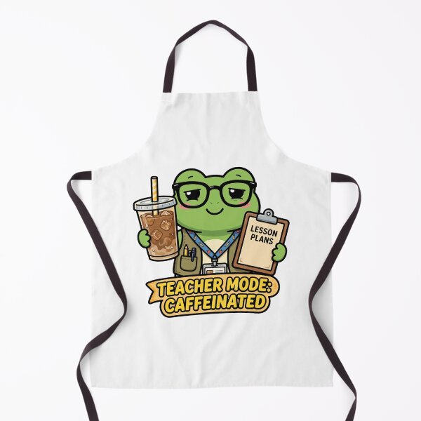 Item preview, Teacher Mode Caffeinated - Funny Frog Teacher Iced Coffee Lesson Plans designed and sold by FBA.