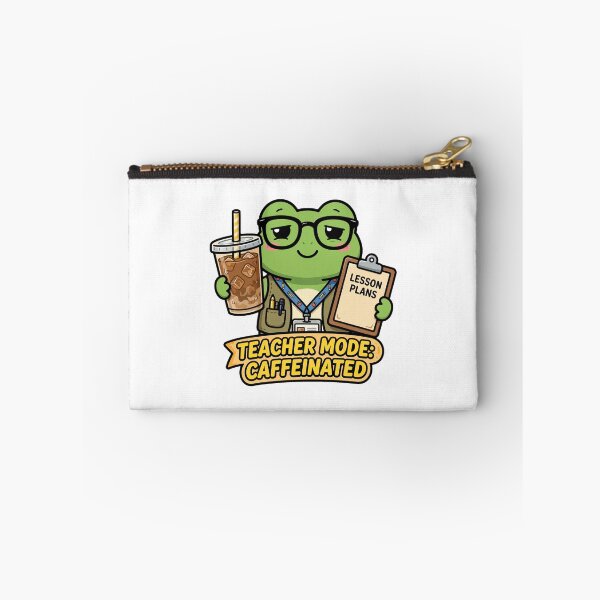 Item preview, Teacher Mode Caffeinated - Funny Frog Teacher Iced Coffee Lesson Plans designed and sold by FBA.