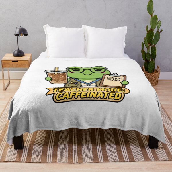 Item preview, Teacher Mode Caffeinated - Funny Frog Teacher Iced Coffee Lesson Plans designed and sold by FBA.