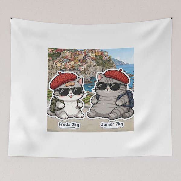 Item preview, Cinque Terre Adventure - Freda and Junior Italy Travel Cats designed and sold by MAISON SYLVIE.