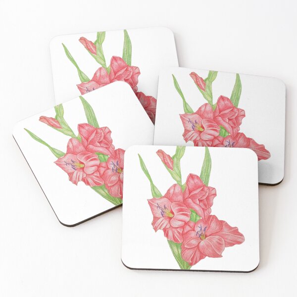 Item preview,  Red Gladiolus botanical colored Pencil floral designed and sold by calmcolourprint.