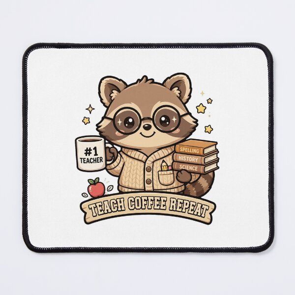 Item preview, Teach Coffee Repeat - Cute Raccoon Teacher Coffee Lover designed and sold by FBA.