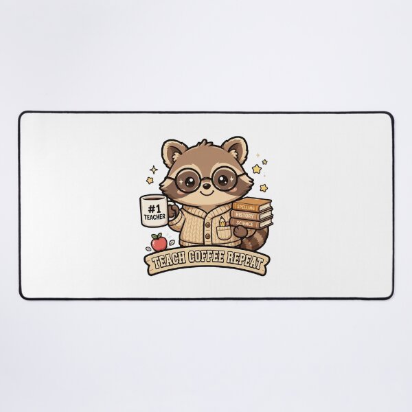Item preview, Teach Coffee Repeat - Cute Raccoon Teacher Coffee Lover designed and sold by FBA.