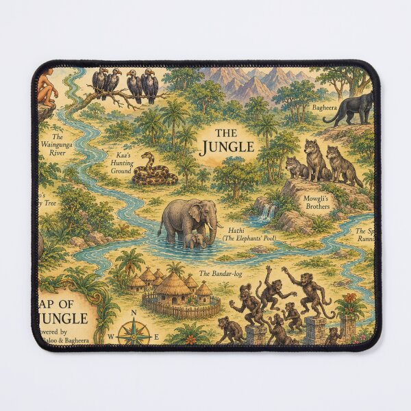 Item preview, Jungle Book Map, Vintage Storybook Wall Art, Literary Nursery Decor for Kids designed and sold by RickE.