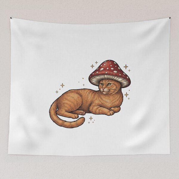 Item preview, Vintage Cat with Red Mushroom  designed and sold by SOUFIANE1991.