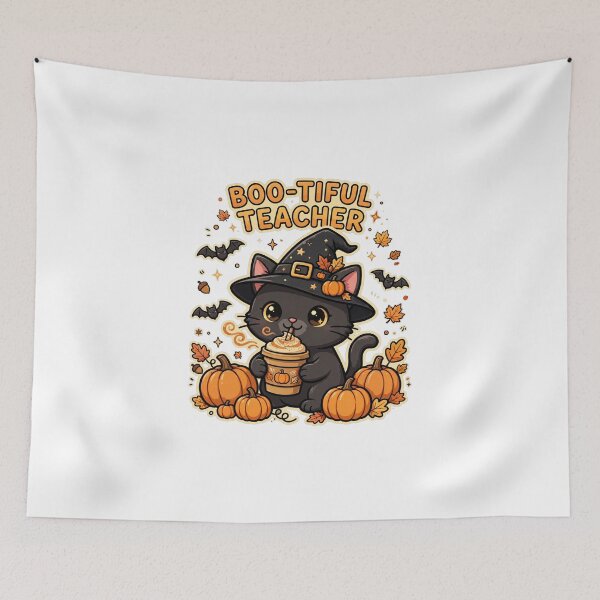 Item preview, Boo-tiful Teacher - Cute Witch Cat Pumpkin Spice Halloween Teacher designed and sold by FBA.