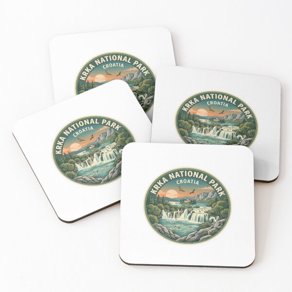 Item preview, Krka National Park Croatia Vintage Waterfall Travel Badge designed and sold by LittleArij.