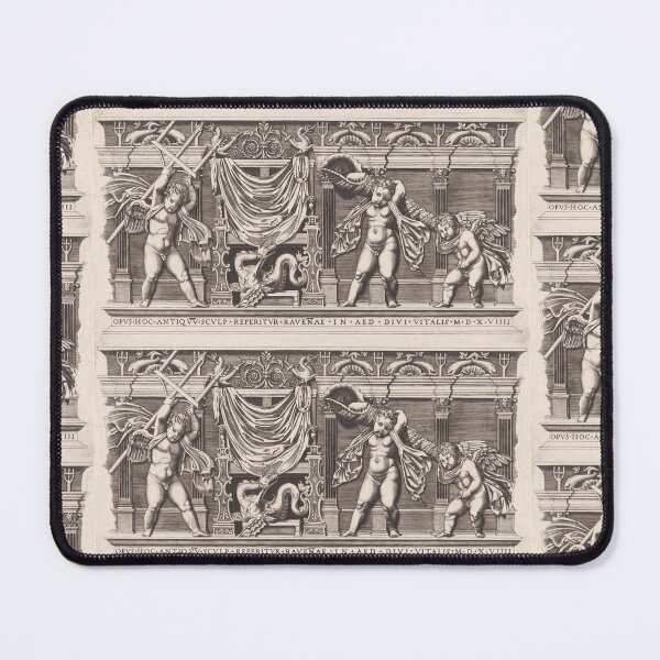 Item preview, Winged Cherubs and Dragon Frieze Engraving designed and sold by artofuniverse.