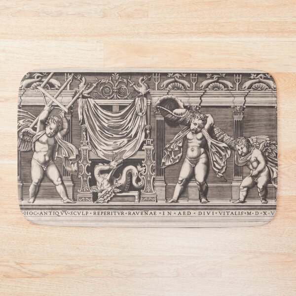 Item preview, Winged Cherubs and Dragon Frieze Engraving designed and sold by artofuniverse.
