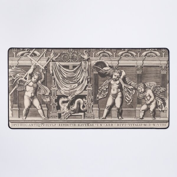 Item preview, Winged Cherubs and Dragon Frieze Engraving designed and sold by artofuniverse.