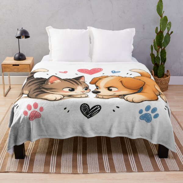 Item preview, Playful Kitten vs Puppy- Cute Cat & Dog Rivals Kawaii Art designed and sold by ToonyTeez.