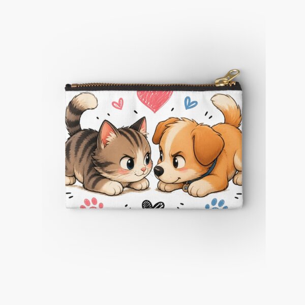 Item preview, Playful Kitten vs Puppy- Cute Cat & Dog Rivals Kawaii Art designed and sold by ToonyTeez.