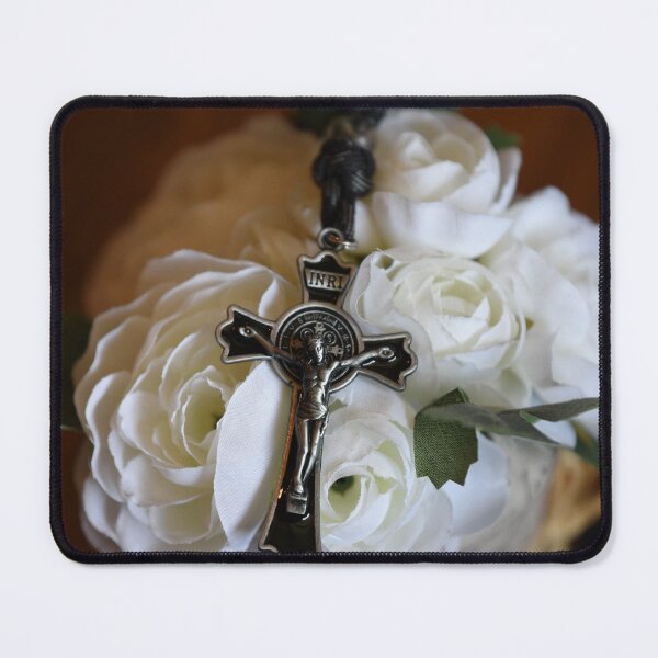 Item preview, A beautiful black rosary with crucifix on white roses designed and sold by OzzyluArt.