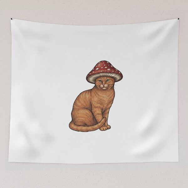 Item preview, Vintage Cat with Red Mushroom  designed and sold by SOUFIANE1991.