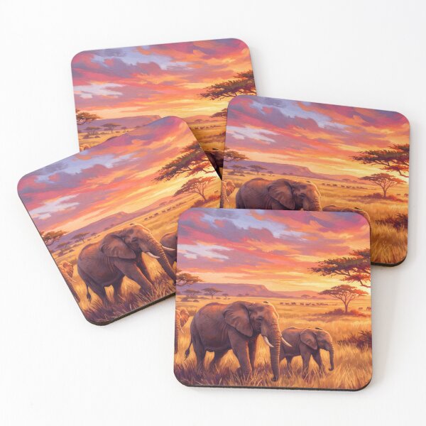 Item preview, Serengeti Elephant Safari Sunset designed and sold by RedPeaStudio.