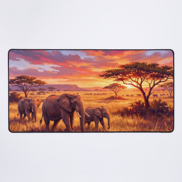 Item preview, Serengeti Elephant Safari Sunset designed and sold by RedPeaStudio.