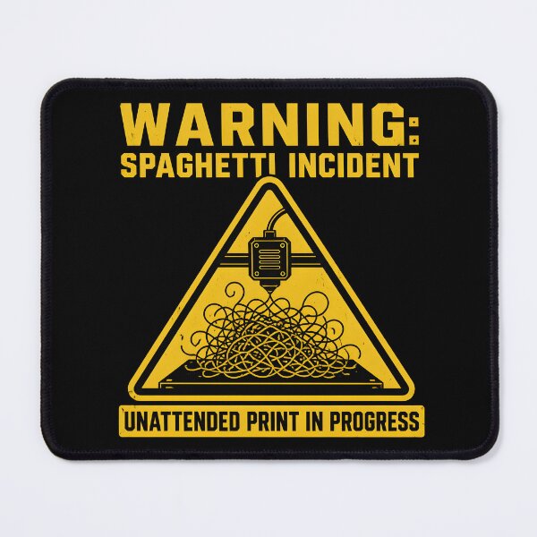 Item preview, Warning Spaghetti Incident Nozzle Clog Funny 3D Printing designed and sold by ThirdShiftLab.