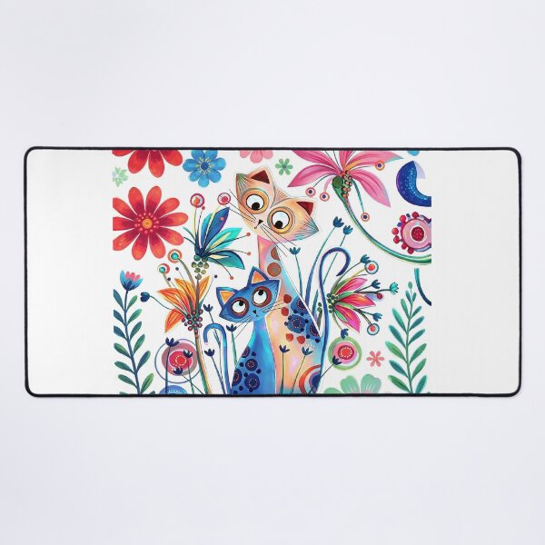 Item preview, Whimsical Cats in a Colorful Flower Garden designed and sold by MyCalmDraw.