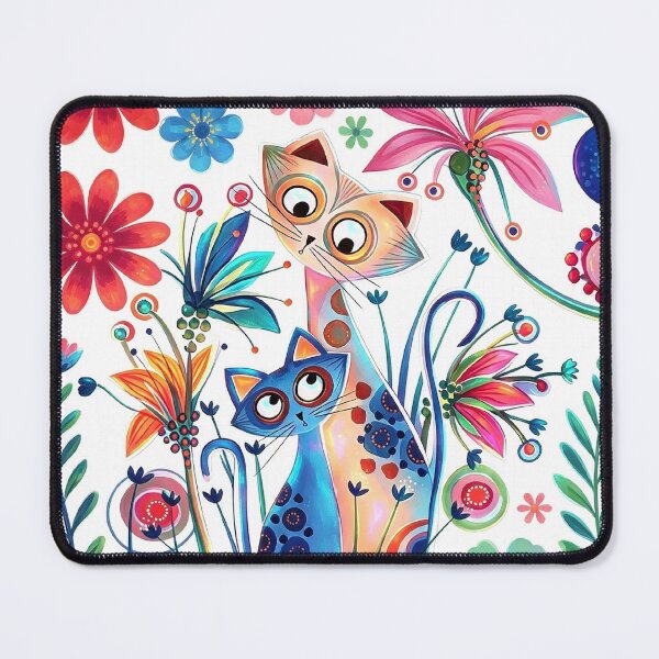 Item preview, Whimsical Cats in a Colorful Flower Garden designed and sold by MyCalmDraw.