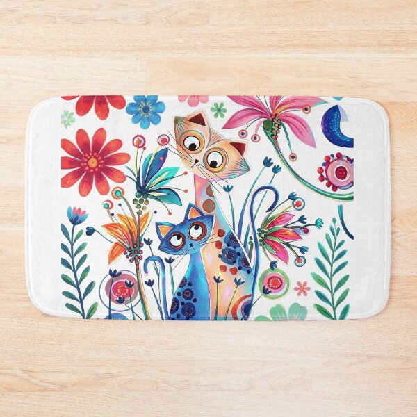 Item preview, Whimsical Cats in a Colorful Flower Garden designed and sold by MyCalmDraw.