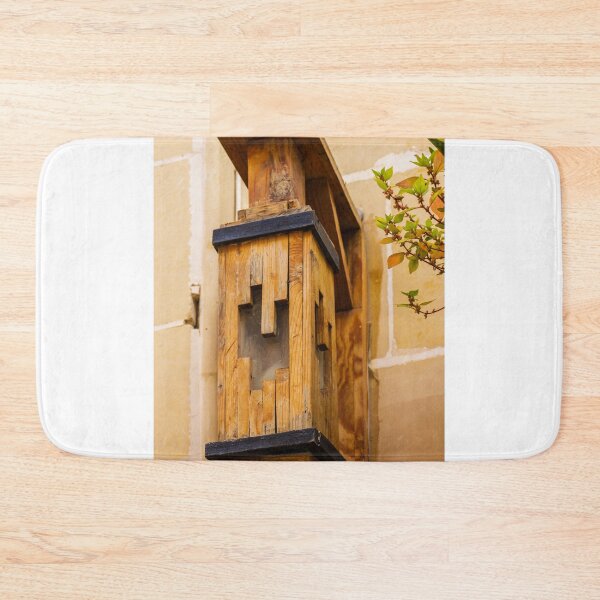 Item preview, Rustic Wooden Wall Lantern Mounted Outside Building With Geometric Cutouts And Weathered Finish designed and sold by Nmallia.